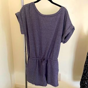 purple short jumper with drawstring waist and pockets . Size L